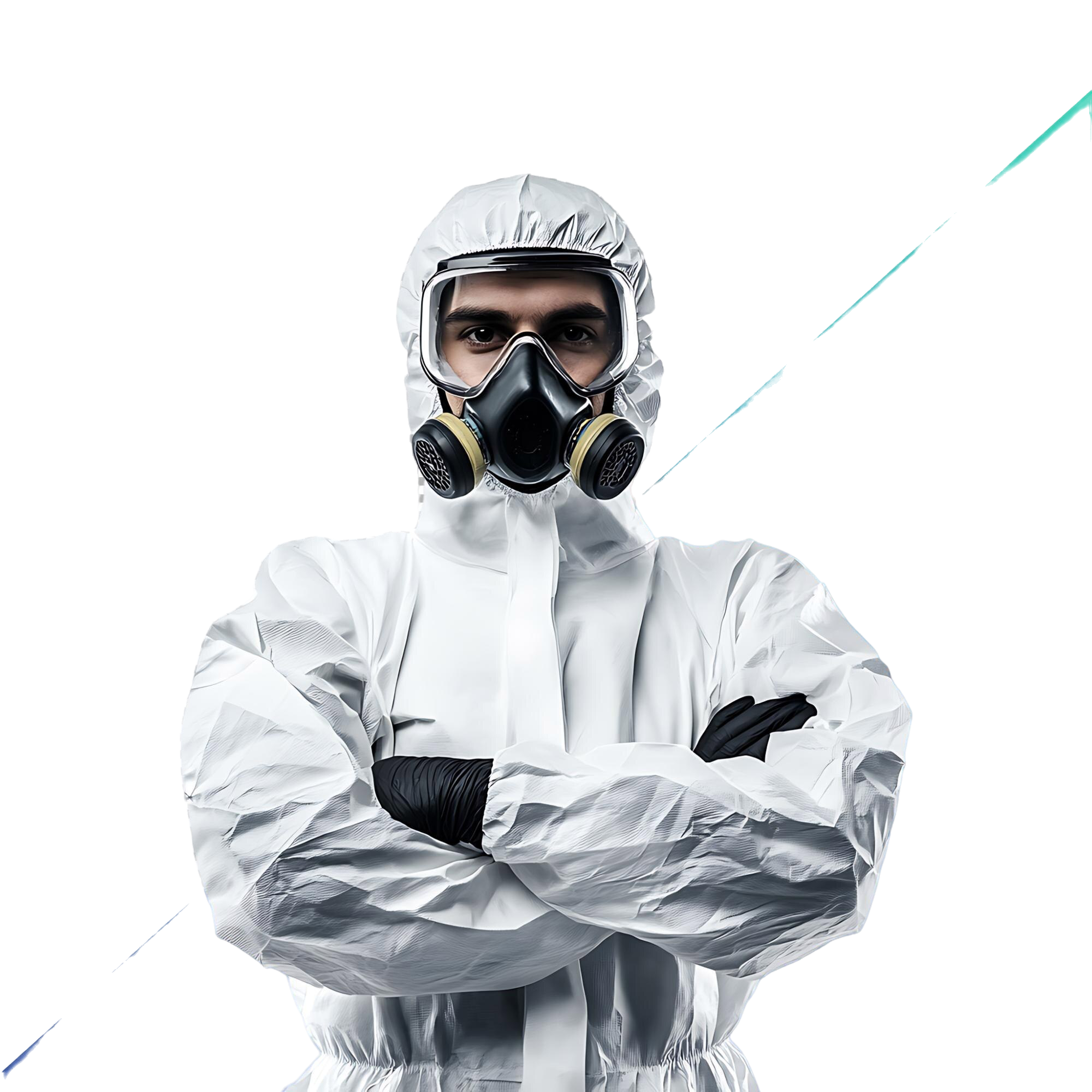 Técnico especializado da Exata Dedetizadora com equipamento de proteção